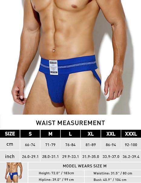Men's Jockstrap Underwear Athletic Supporter Sports Briefs with Leg Strap