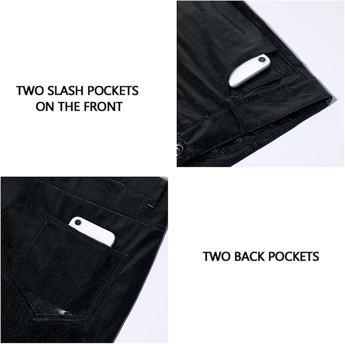 Herren Metallic Glänzende Disco Hose Pailletten Bein Hose 70er/80er Party Rave Hose