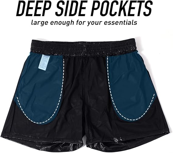 Arjen Kroos - Men's Metallic Shorts Sexy Rave Hot Short with Side Pockets and Drawstrings - Arjen Kroos - Black - AK311201XS
#color_black