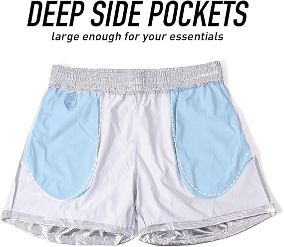 Arjen Kroos - Men's Metallic Shorts Sexy Rave Hot Short with Side Pockets and Drawstrings - Arjen Kroos - Silver - AK311232XS
#color_slver