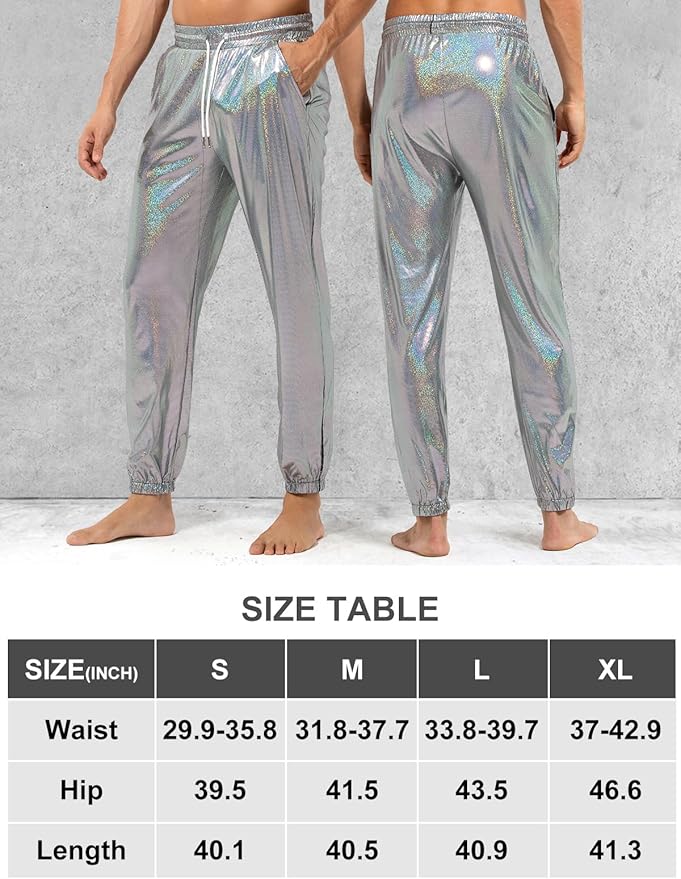 Arjen Kroos - Mens Night Club Disco Pants with Pockets Breathable Sequin Pants 70s/80s Party Shiny Breathable Jogger - Arjen Kroos - Gray - AK321265S
#color_gold