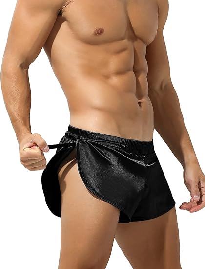 Men's Sexy Low Rise Shorts Lightweight Loungewear with Large Split Sides