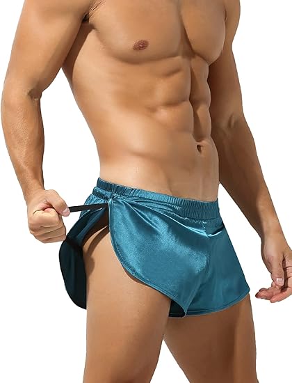 Men's Sexy Low Rise Shorts Lightweight Loungewear with Large Split Sides