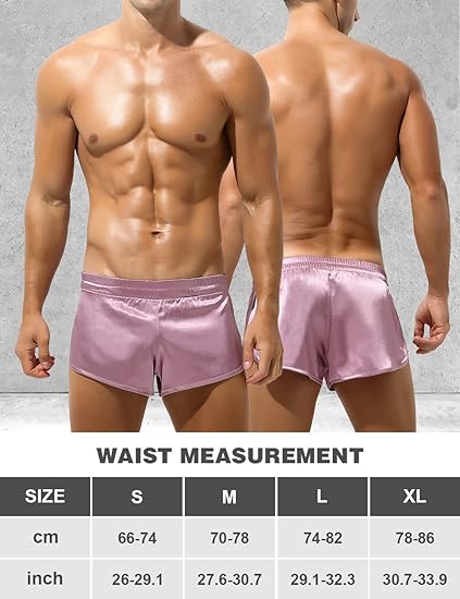 Arjen Kroos - Men's Sexy Low Rise Shorts Lightweight Loungewear with Large Split Sides - Arjen Kroos - Pink - AK219510S
#color_pink