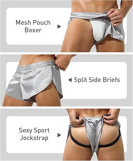 Arjen Kroos - Men's Sexy Low Rise Shorts Lightweight Loungewear with Large Split Sides - Arjen Kroos - Silver - AK219503S
#color_silver
