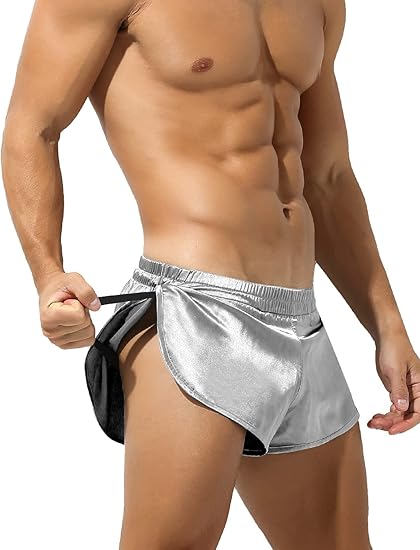 Men's Sexy Low Rise Shorts Lightweight Loungewear with Large Split Sides