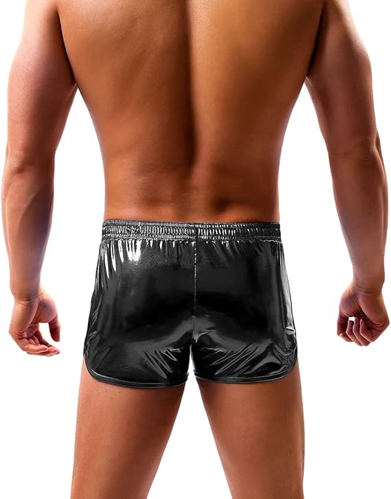 Arjen Kroos - Men's Sexy Metallic Shiny Shorts Sparkly Rave Hot Short Pants - Arjen Kroos - Black - AK212601M
#color_black
