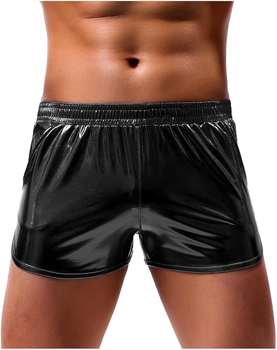 Men's Sexy Metallic Shiny Shorts Sparkly Rave Hot Short Pants