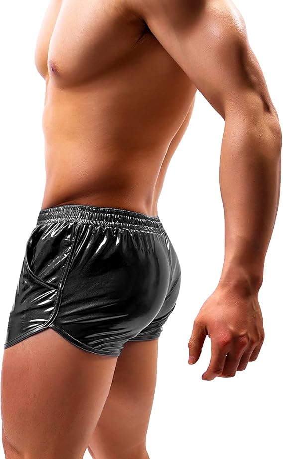 Men's Sexy Metallic Shiny Shorts Sparkly Rave Hot Short Pants