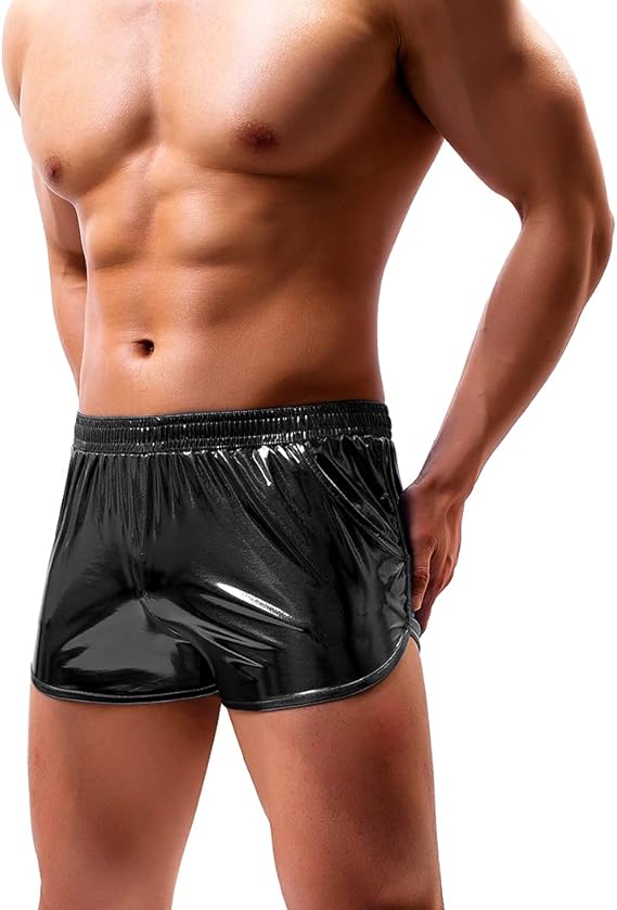 Men's Sexy Metallic Shiny Shorts Sparkly Rave Hot Short Pants