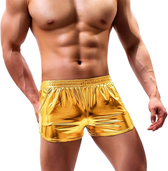 Men's Sexy Metallic Shiny Shorts Sparkly Rave Hot Short Pants