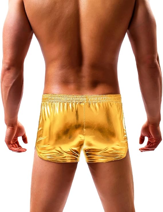 Arjen Kroos - Men's Sexy Metallic Shiny Shorts Sparkly Rave Hot Short Pants - Arjen Kroos - Gold - AK212631M
#color_gold