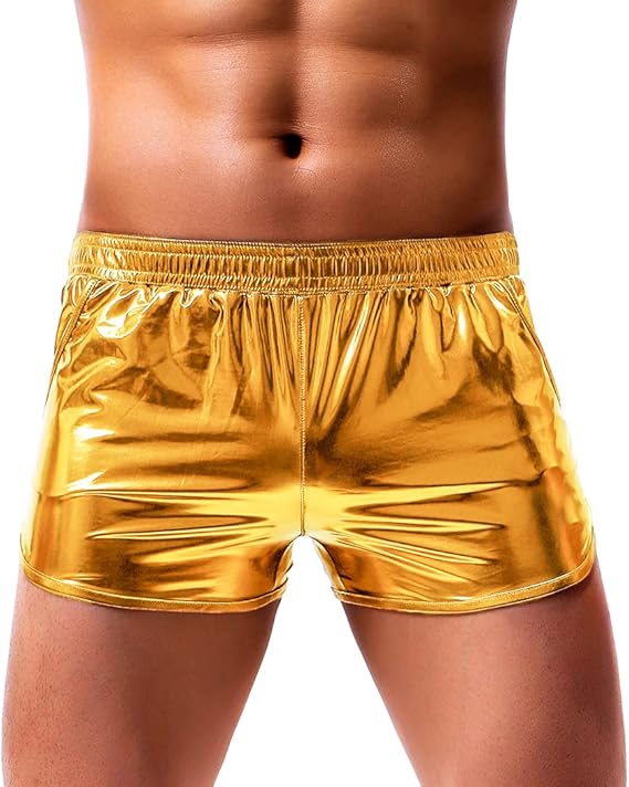 Men's Sexy Metallic Shiny Shorts Sparkly Rave Hot Short Pants