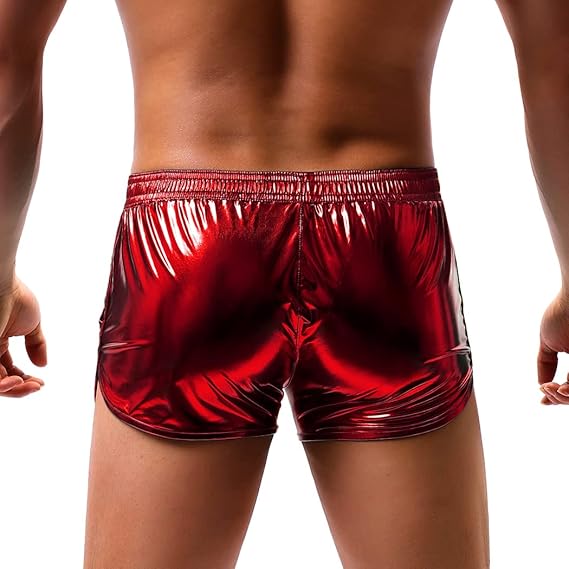 Arjen Kroos - Men's Sexy Metallic Shiny Shorts Sparkly Rave Hot Short Pants - Arjen Kroos - Red - AK212605M
#color_red