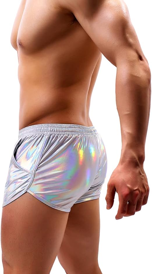 Men's Sexy Metallic Shiny Shorts Sparkly Rave Hot Short Pants