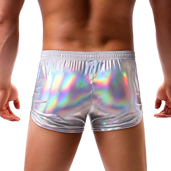Men's Sexy Metallic Shiny Shorts Sparkly Rave Hot Short Pants
