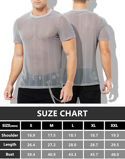 Arjen Kroos - Men's Sexy Sparkly Sheer T-Shirts See - Through Lace Dress Shirts Tops - Arjen Kroos - Grey - CK330403S
#color_grey