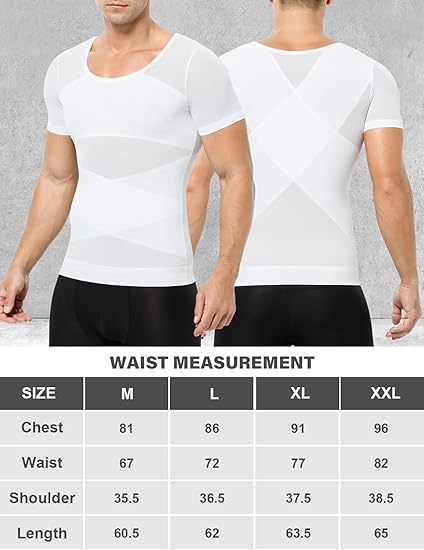 Arjen Kroos - Men's Short Sleeve Compression Undershirts Breathable Mesh Shapewear Body Shaper - Arjen Kroos - White - AK333902S
#color_white