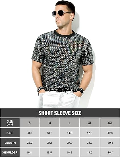 Arjen Kroos - Men's Short Sleeve Luxury Sequin T-Shirts Sparkly Velvet Dress Shirts - Arjen Kroos - Black - CK333267S
#color_black