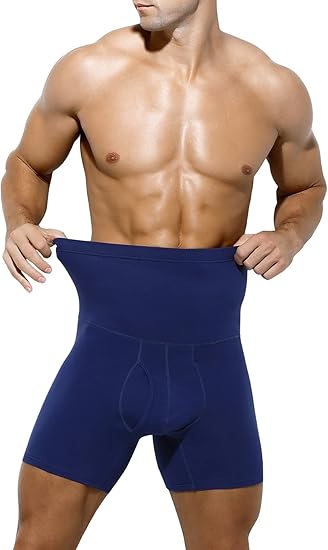 Arjen Kroos - Men's Slimming Boxers High Waisted Compression Shapewear Underwear Tummy Control Boxer Briefs with Open Fly - Arjen Kroos - Black - AK218501S
#color_blue