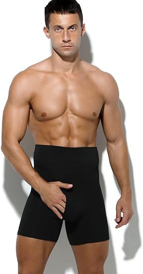 Arjen Kroos - Men's Slimming Boxers High Waisted Compression Shapewear Underwear Tummy Control Boxer Briefs with Open Fly - Arjen Kroos - Black - AK218501S
#color_black