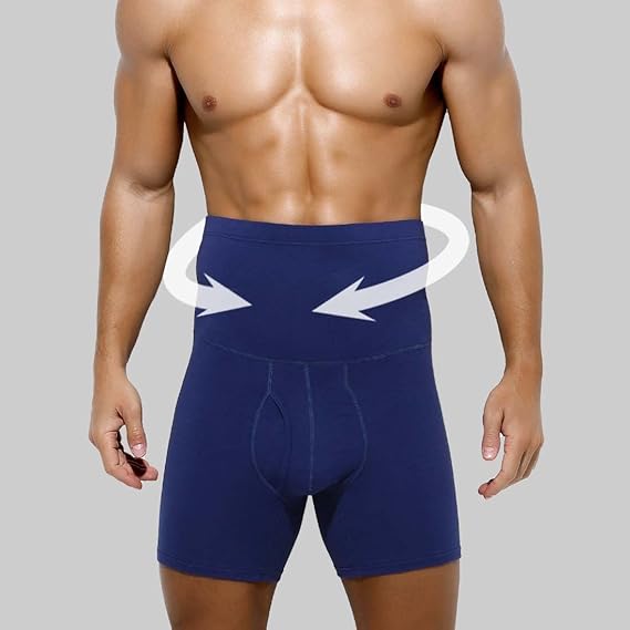 Arjen Kroos - Men's Slimming Boxers High Waisted Compression Shapewear Underwear Tummy Control Boxer Briefs with Open Fly - Arjen Kroos - Black - AK218501S
#color_blue