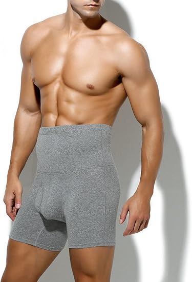 Arjen Kroos - Men's Slimming Boxers High Waisted Compression Shapewear Underwear Tummy Control Boxer Briefs with Open Fly - Arjen Kroos - Grey - AK218528S
#color_grey