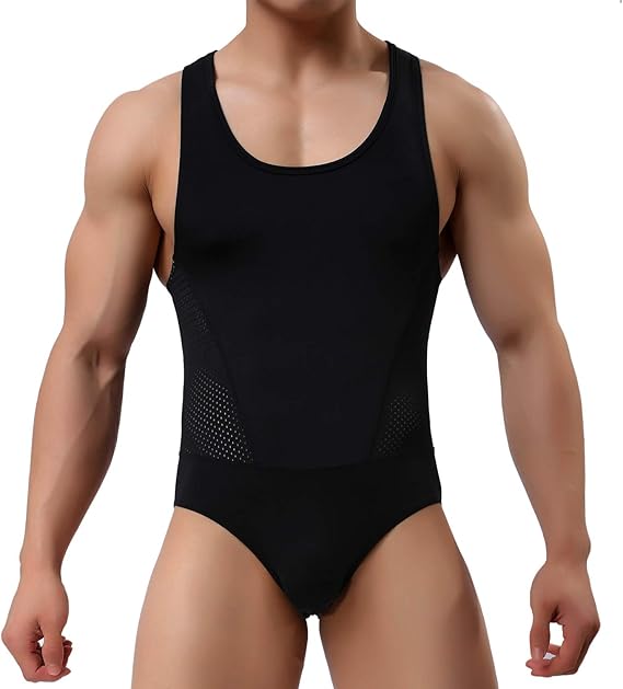 Arjen Kroos - Men's Wrestling Singlet Shapewear Athletic Leotard Slimming Bodysuit Full Body Shaper - Arjen Kroos - Black - AK804501S
#color_black