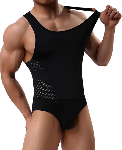 Arjen Kroos - Men's Wrestling Singlet Shapewear Athletic Leotard Slimming Bodysuit Full Body Shaper - Arjen Kroos - Black - AK804501S
#color_black