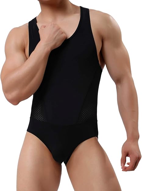 Arjen Kroos - Men's Wrestling Singlet Shapewear Athletic Leotard Slimming Bodysuit Full Body Shaper - Arjen Kroos - Black - AK804501S
#color_black