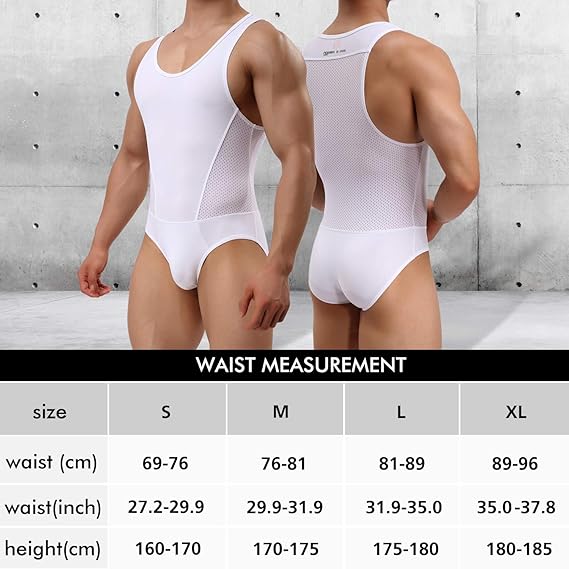 Arjen Kroos - Men's Wrestling Singlet Shapewear Athletic Leotard Slimming Bodysuit Full Body Shaper - Arjen Kroos - White - AK804501S
#color_white