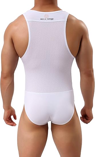 Arjen Kroos - Men's Wrestling Singlet Shapewear Athletic Leotard Slimming Bodysuit Full Body Shaper - Arjen Kroos - White - AK804501S
#color_white