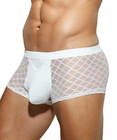 Men's Sexy Breathable Mesh Boxer Briefs Trunks with Open Fly Pouch