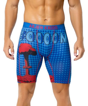 Men's Compression Shorts Athletic Workout Running Performance Underwear Long Boxer Briefs