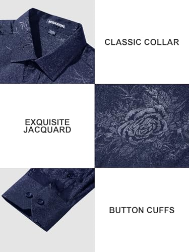 Men’s Silk Like Satin Formal Shirts Jacquard Shiny Luxury Shirts