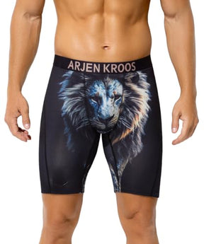 Men's Compression Shorts Athletic Workout Running Performance Underwear Long Boxer Briefs