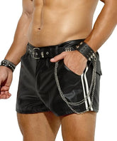 Arjen Kroos - Men's PU Leather Shorts Male Sexy Rave Hot Short Pants with Pockets - Arjen Kroos - Stripe - CK310102S
#color_stripe