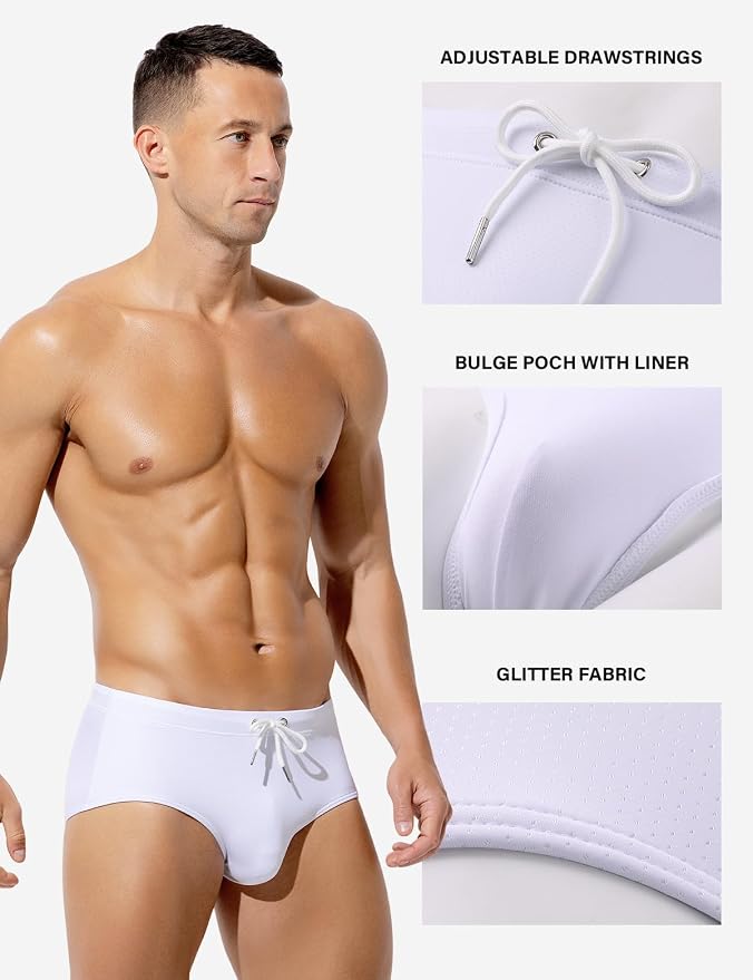 Mens Swim Briefs Bikini Bathing Suit Printed Quick Dry Swimsuit