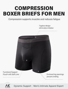 Compression Boxer Briefs for Men Silky Underwear