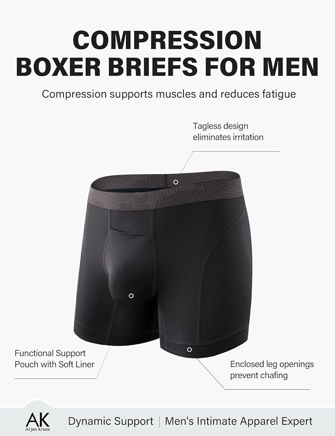 Compression Boxer Briefs for Men Silky Underwear