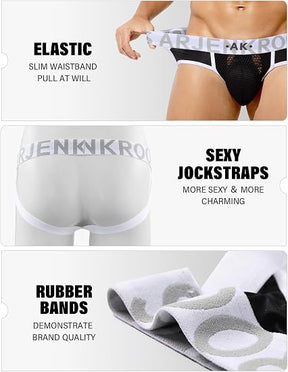 Mens Jockstrap Thongs Sexy Underwear Mesh Athletic Supporter