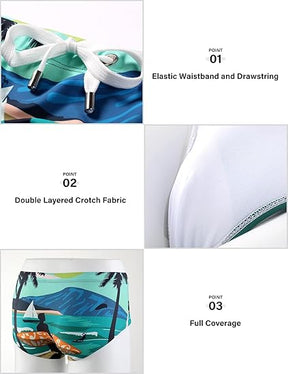 Mens Swim Briefs Swimsuit Beach Print Shorts