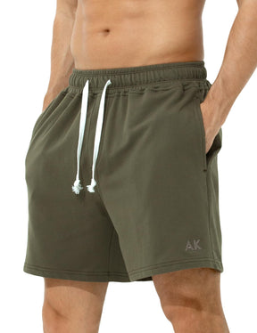 Men's Sweat Cotton Shorts 5 Inch Running Shorts with Zipper Pockets