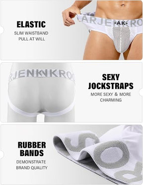 Mens Jockstrap Thongs Sexy Underwear Mesh Athletic Supporter