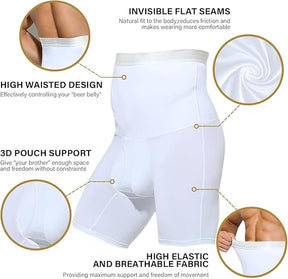Men's Slimming Compression Boxer Briefs Underwear Tagless High Waist Tummy Control Boxers