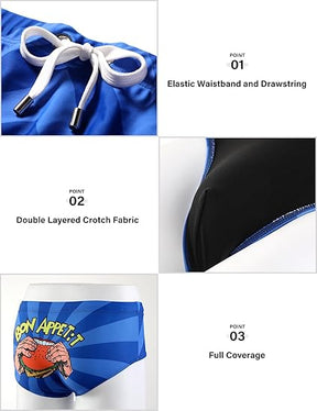 Mens Swim Briefs Swimsuit Beach Print Shorts
