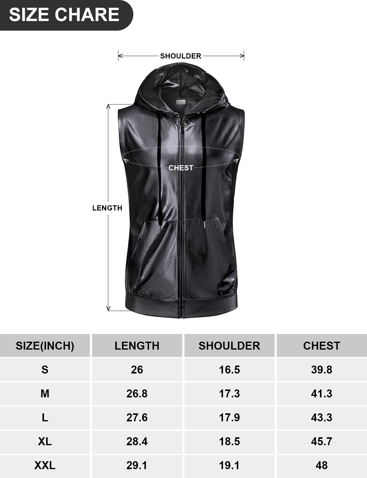 Men's Metallic Hoodie Vest Sequin Zip Up Sleeveless Rave Disco Shiny T-Shirt