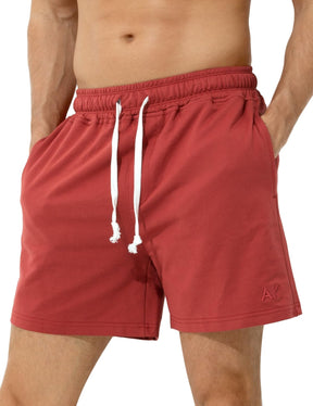 Men's Sweat Cotton Shorts 5 Inch Running Shorts with Zipper Pockets