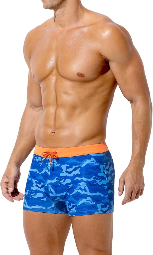 Mens Swim Briefs Square Leg Board Swimwear Short Beach Trunks Quick-Dry