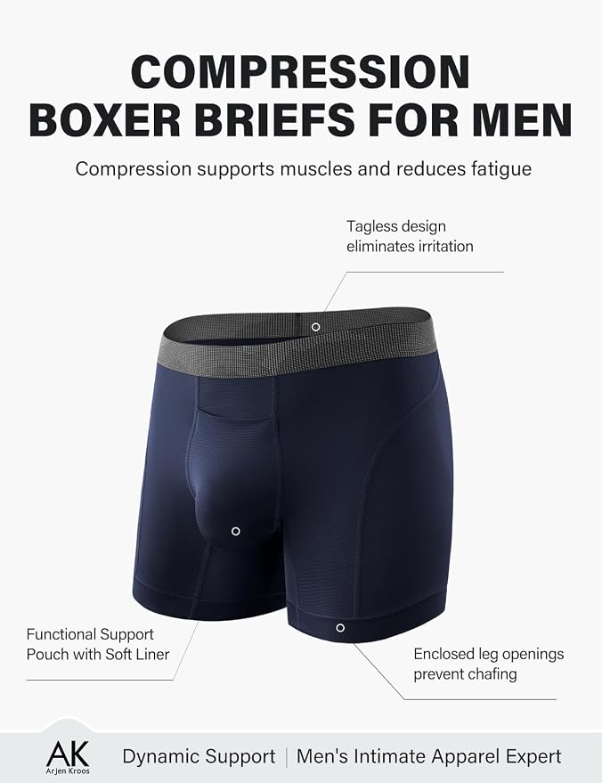 Compression Boxer Briefs for Men Silky Underwear